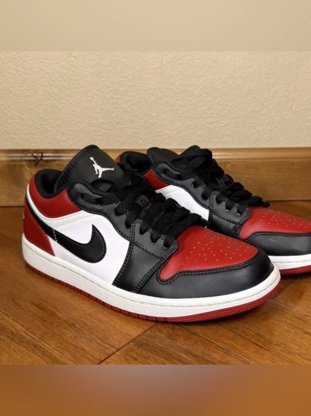 Jordan Kids Low-Top Sneakers in Black, Red, and White